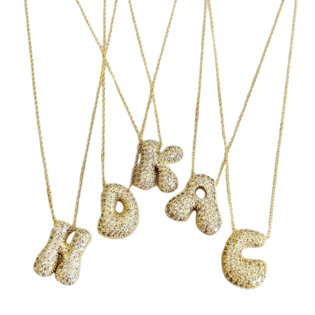 Bubble initial necklace